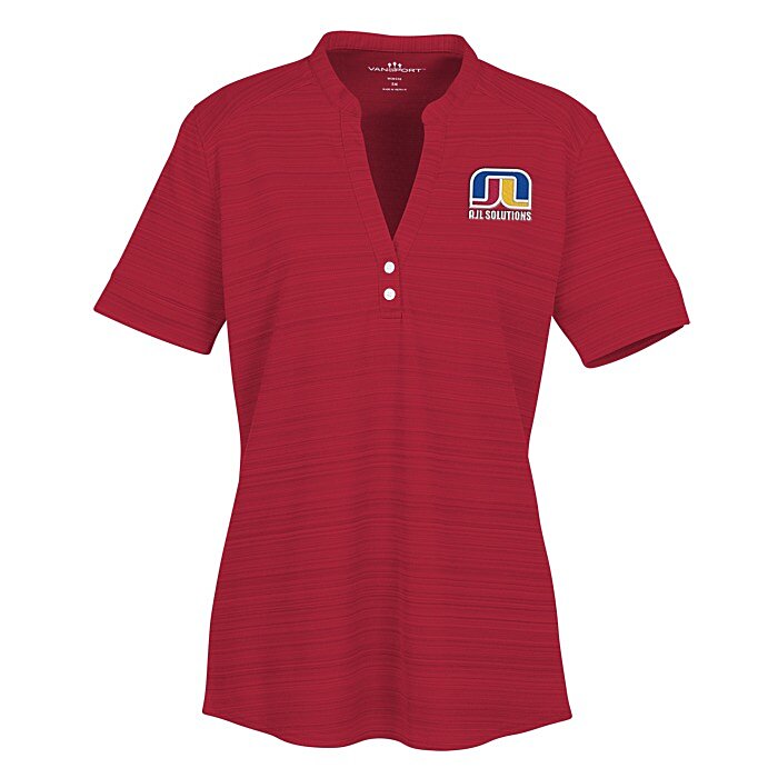 Custom Barcode Textured Henley - Ladies'