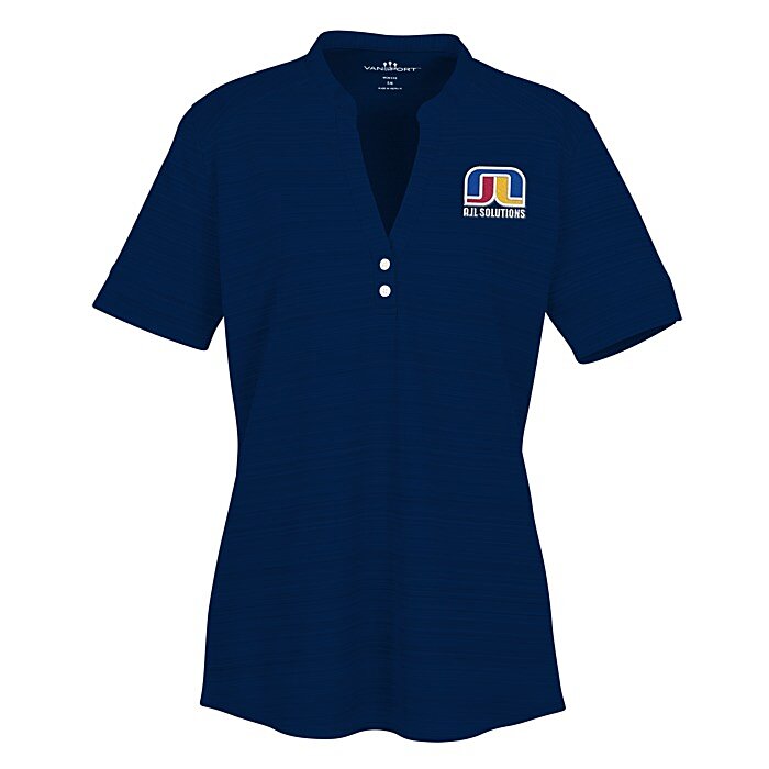 Custom Barcode Textured Henley - Ladies'