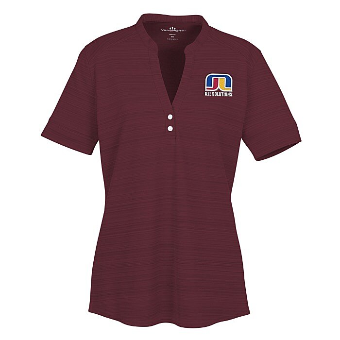 Custom Barcode Textured Henley - Ladies'