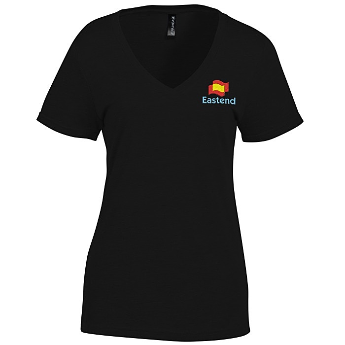 Custom Primease Tri-Blend Deep V-Neck Tee - Ladies' - Embroidered