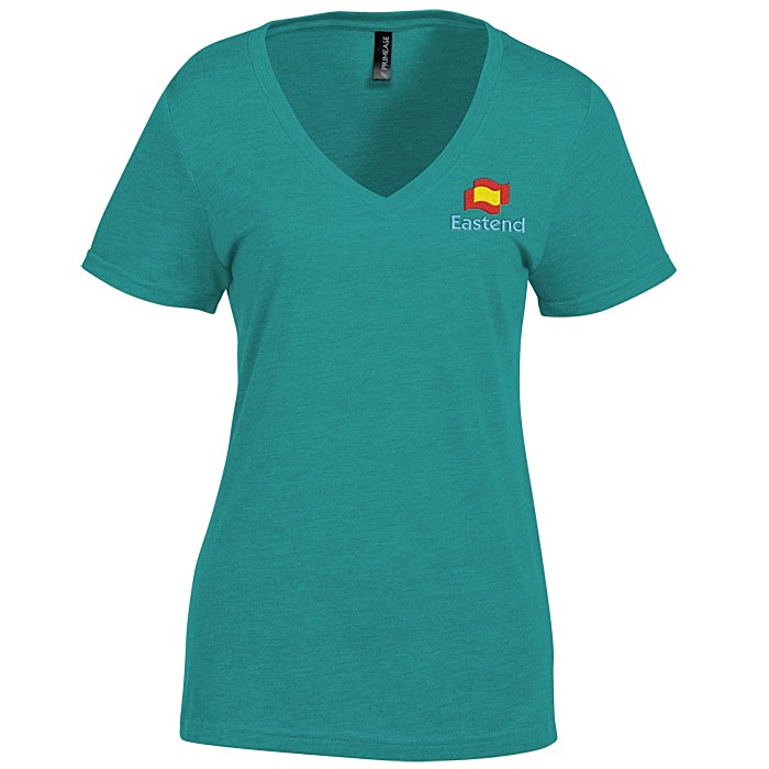 Custom Primease Tri-Blend Deep V-Neck Tee - Ladies' - Embroidered