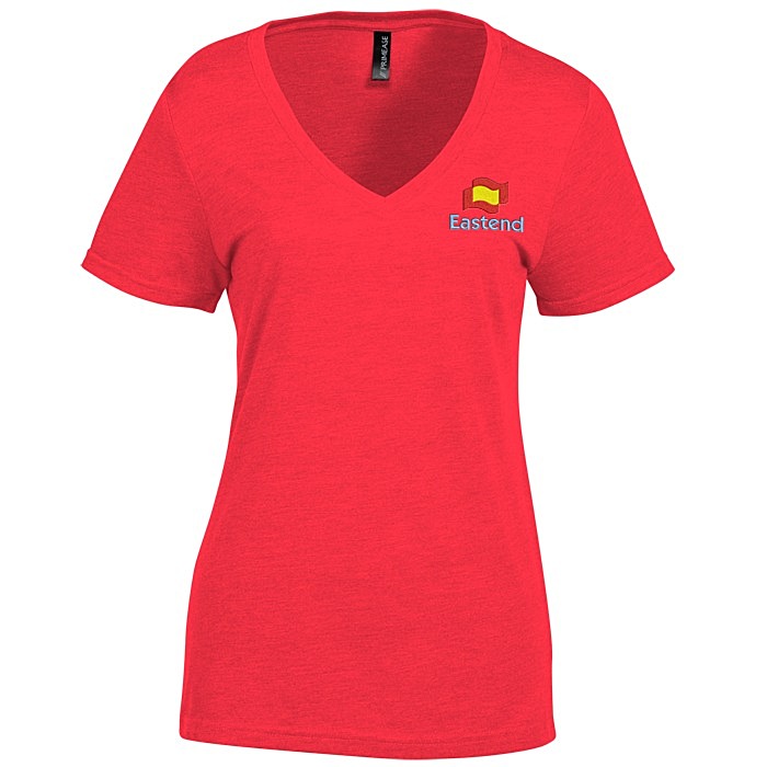 Custom Primease Tri-Blend Deep V-Neck Tee - Ladies' - Embroidered