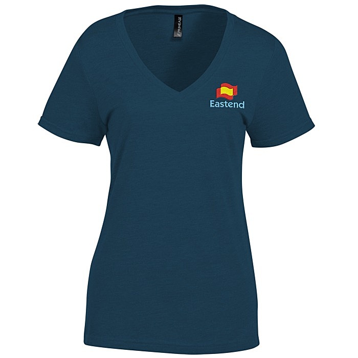 Custom Primease Tri-Blend Deep V-Neck Tee - Ladies' - Embroidered