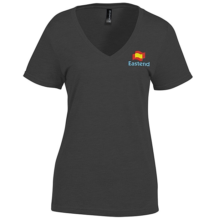 Custom Primease Tri-Blend Deep V-Neck Tee - Ladies' - Embroidered