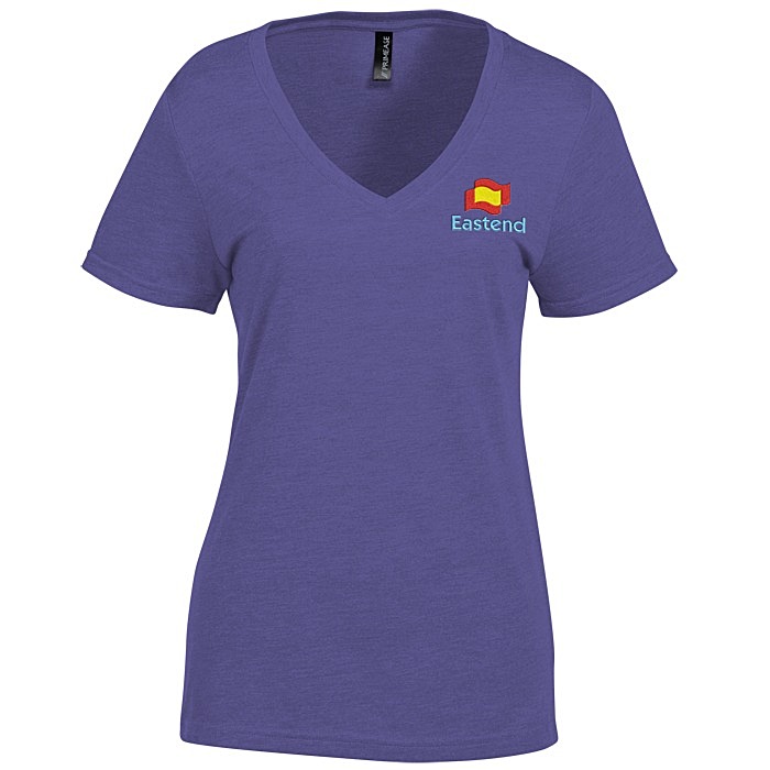 Custom Primease Tri-Blend Deep V-Neck Tee - Ladies' - Embroidered