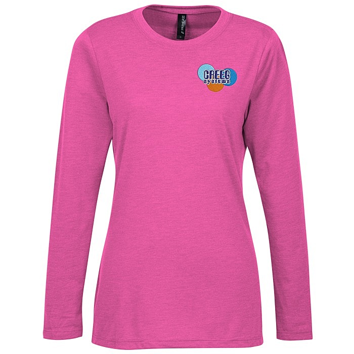 Custom Primease Tri-Blend Long Sleeve Tee - Ladies' - Embroidered