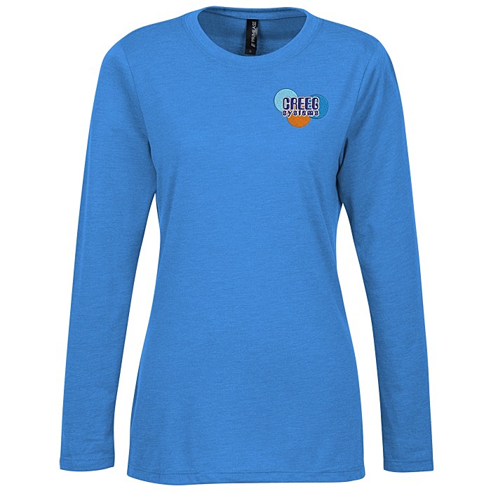 Custom Primease Tri-Blend Long Sleeve Tee - Ladies' - Embroidered