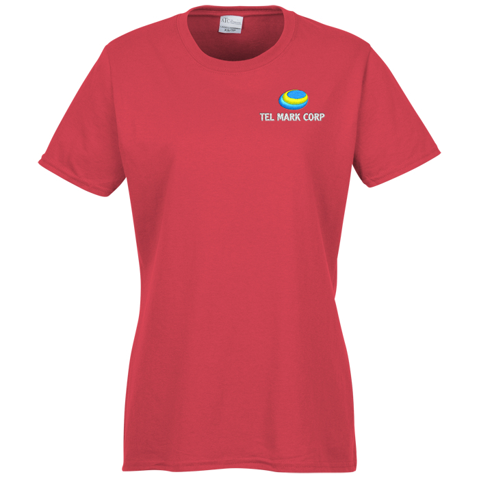Custom Everyday Cotton T-Shirt - Ladies' - Colours - Embroidered