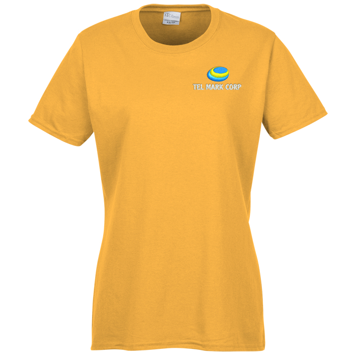 Custom Everyday Cotton T-Shirt - Ladies' - Colours - Embroidered