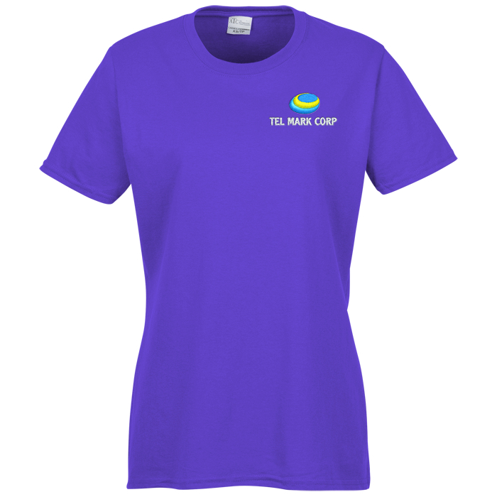 Custom Everyday Cotton T-Shirt - Ladies' - Colours - Embroidered