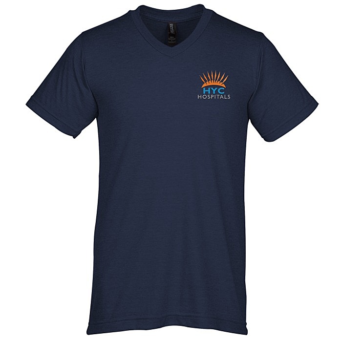 Custom M&O Fine Blend V-Neck T-Shirt - Men's - Embroidered