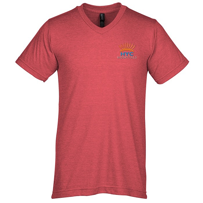Custom M&O Fine Blend V-Neck T-Shirt - Men's - Embroidered