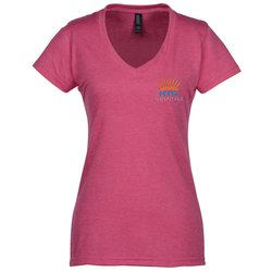 Custom M&O Fine Blend V-Neck T-Shirt - Ladies' - Embroidered