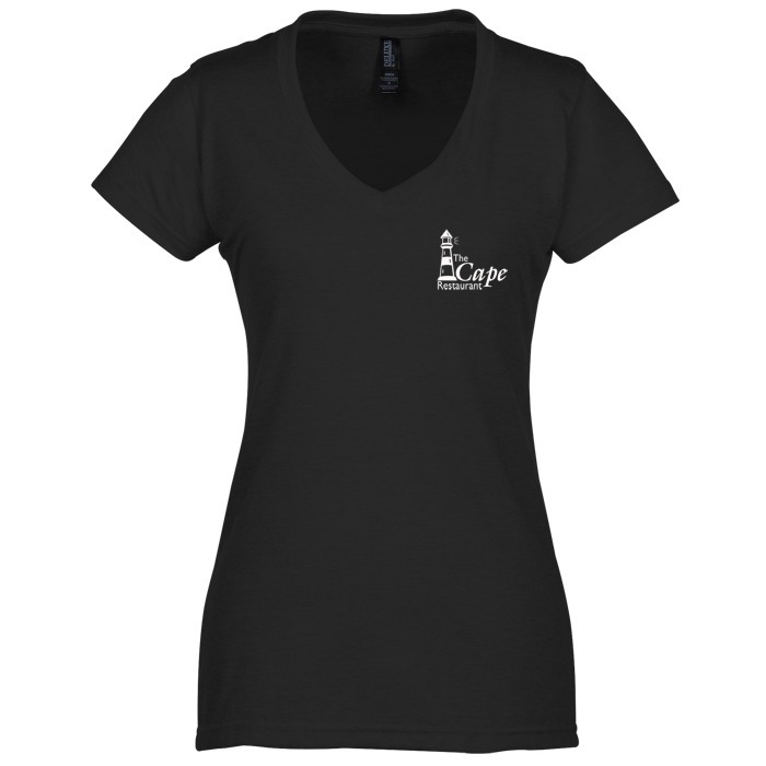 Custom M&O Fine Blend V-Neck T-Shirt - Ladies' - Screen