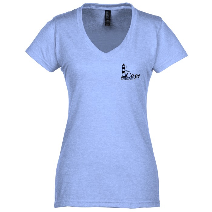 Custom M&O Fine Blend V-Neck T-Shirt - Ladies' - Screen