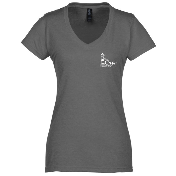 Custom M&O Fine Blend V-Neck T-Shirt - Ladies' - Screen