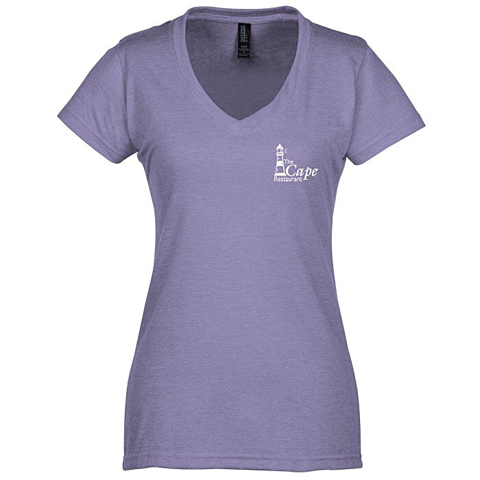 Custom M&O Fine Blend V-Neck T-Shirt - Ladies' - Screen