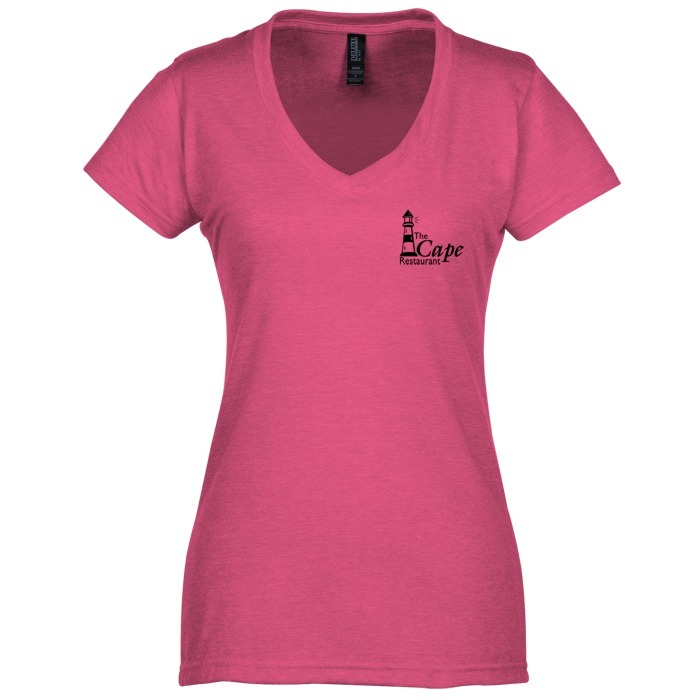 Custom M&O Fine Blend V-Neck T-Shirt - Ladies' - Screen
