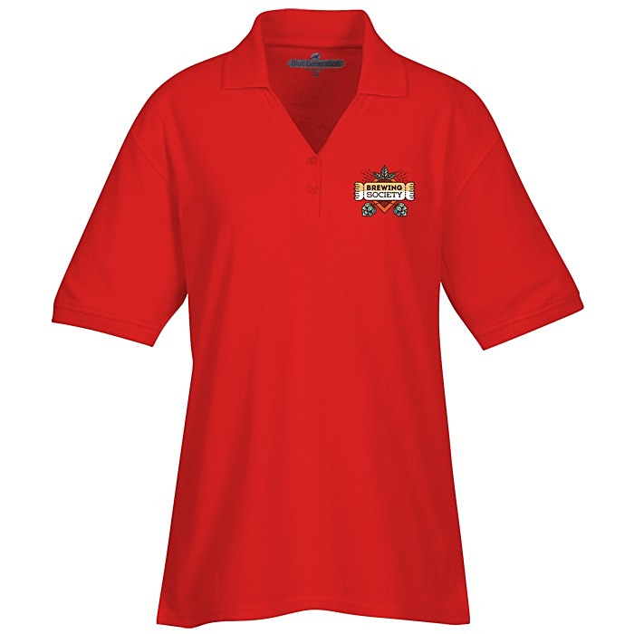 Custom Soft Touch Pique Y-Placket Sport Shirt - Ladies' - Full Colour