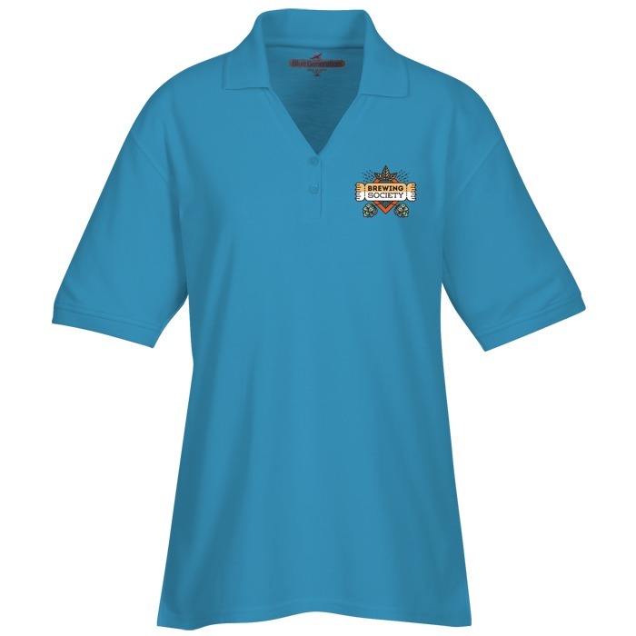 Custom Soft Touch Pique Y-Placket Sport Shirt - Ladies' - Full Colour