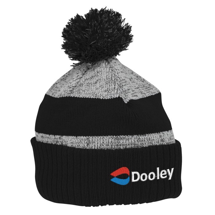Custom Pom Pom Melange Beanie with Ribbed Cuff