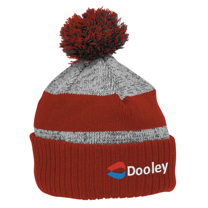 Custom Pom Pom Melange Beanie with Ribbed Cuff