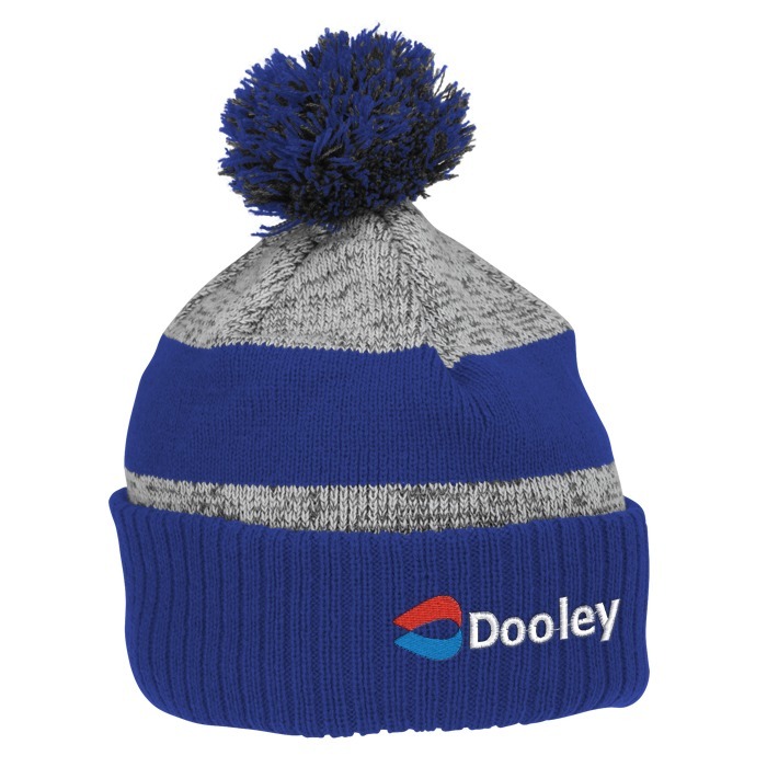 Custom Pom Pom Melange Beanie with Ribbed Cuff