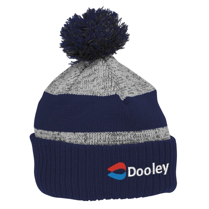 Custom Pom Pom Melange Beanie with Ribbed Cuff
