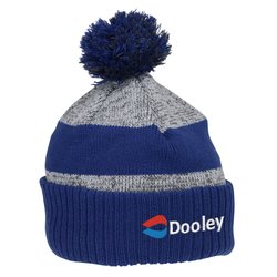 Custom Pom Pom Melange Beanie with Ribbed Cuff