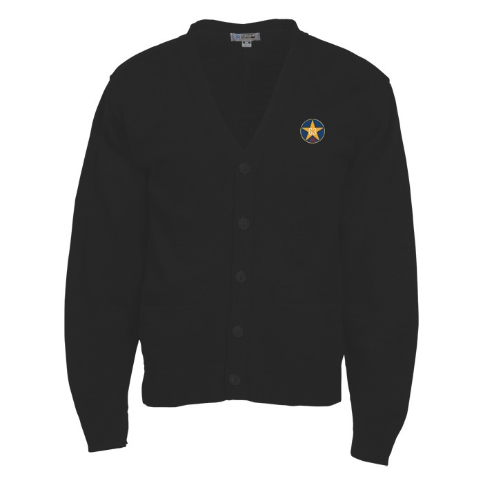 Custom Acrylic V-Neck Cardigan with Pockets - Men's