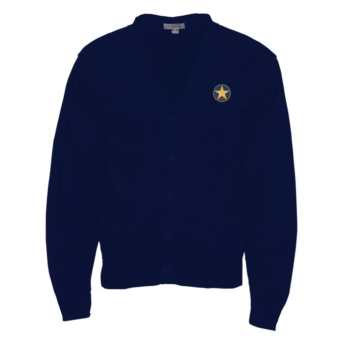 Custom Acrylic V-Neck Cardigan with Pockets - Men's