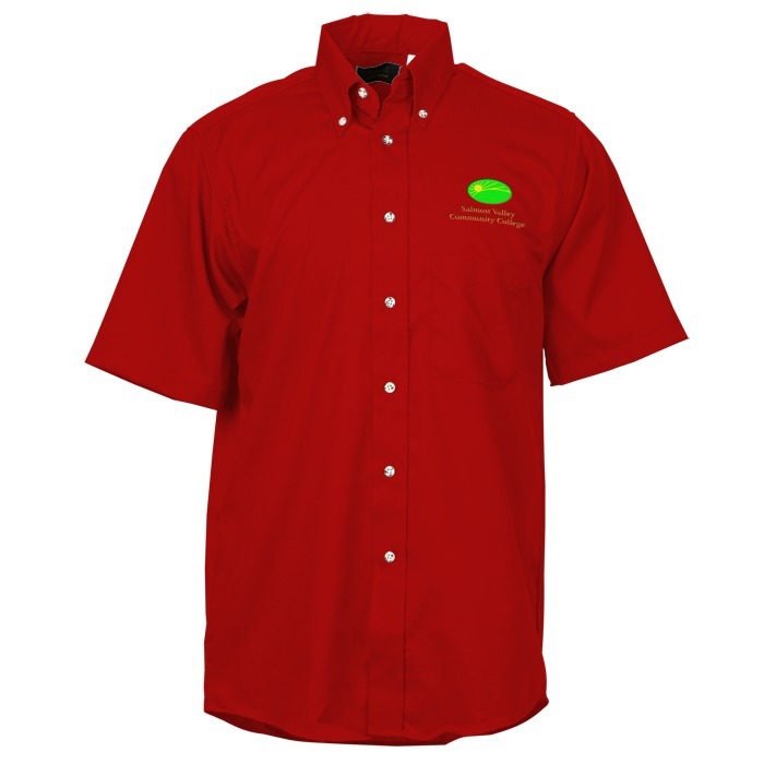 Custom Soil Release Button Down SS Poplin Shirt - Men's