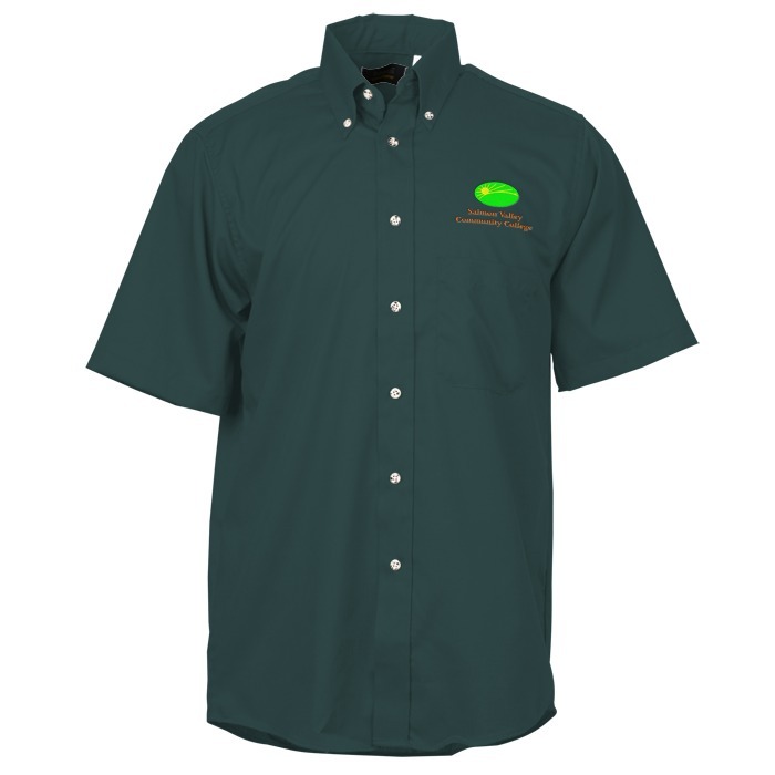 Custom Soil Release Button Down SS Poplin Shirt - Men's
