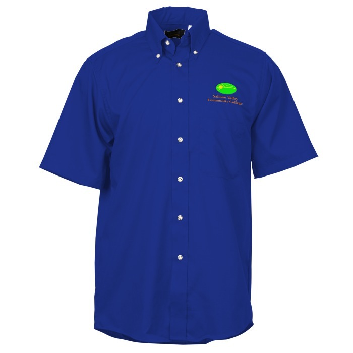 Custom Soil Release Button Down SS Poplin Shirt - Men's