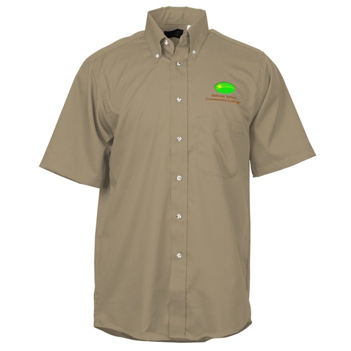 Custom Soil Release Button Down SS Poplin Shirt - Men's