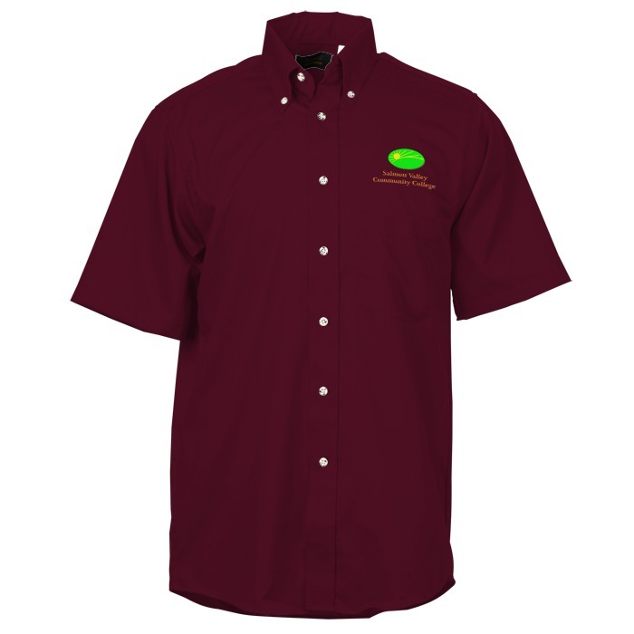 Custom Soil Release Button Down SS Poplin Shirt - Men's