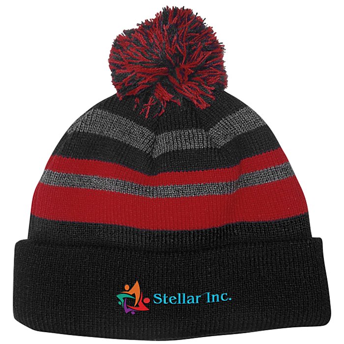 Custom Microfleece Lined Pom Pom Beanie