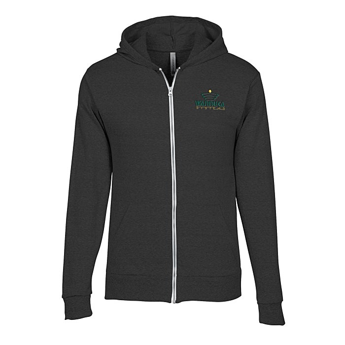 Custom Lightweight Tri-Blend Full-Zip Hoodie - Embroidered