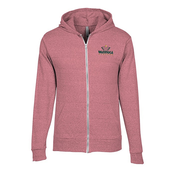 Custom Lightweight Tri-Blend Full-Zip Hoodie - Embroidered