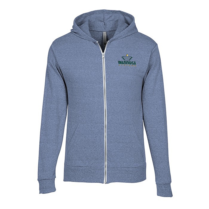 Custom Lightweight Tri-Blend Full-Zip Hoodie - Embroidered