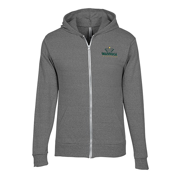 Custom Lightweight Tri-Blend Full-Zip Hoodie - Embroidered