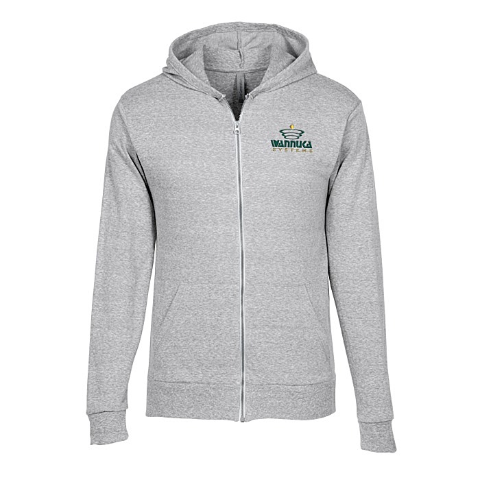 Custom Lightweight Tri-Blend Full-Zip Hoodie - Embroidered