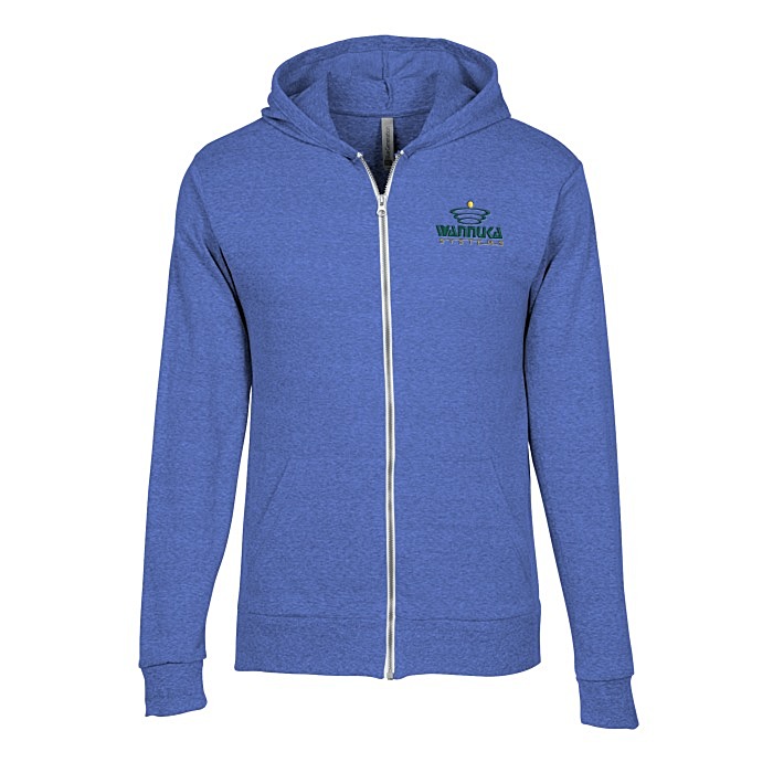 Custom Lightweight Tri-Blend Full-Zip Hoodie - Embroidered