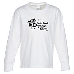 Custom Everyday Cotton LS T-Shirt - Youth - White - Screen