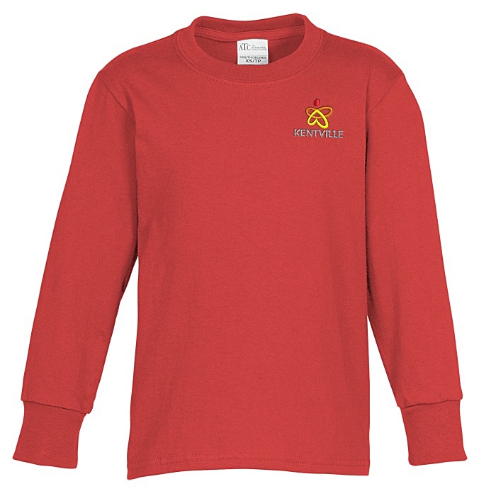 Custom Everyday Cotton LS T-Shirt - Youth - Colours - Embroidered