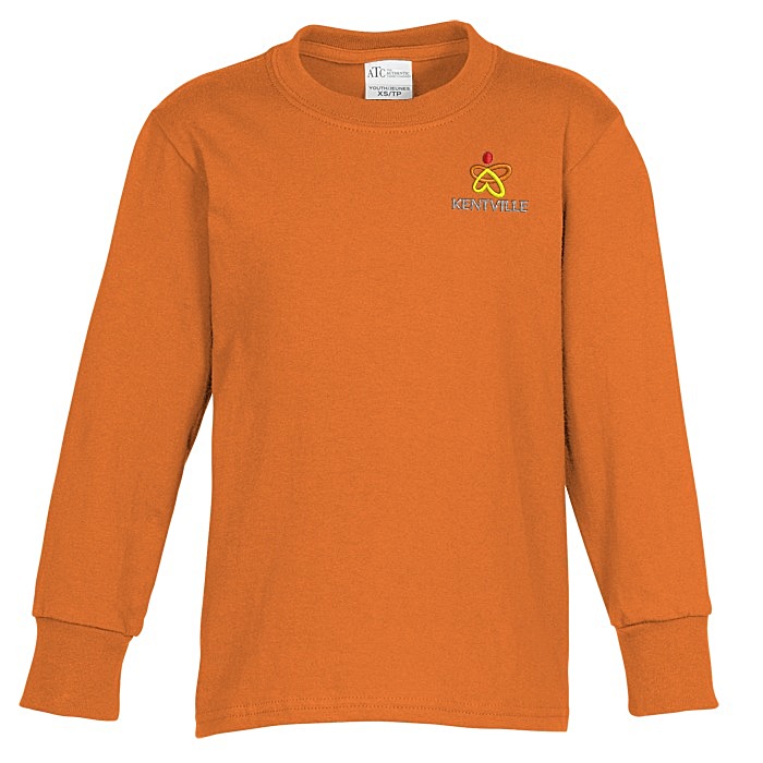 Custom Everyday Cotton LS T-Shirt - Youth - Colours - Embroidered
