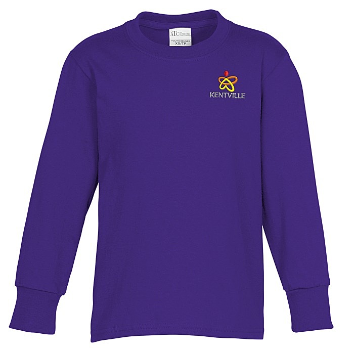 Custom Everyday Cotton LS T-Shirt - Youth - Colours - Embroidered