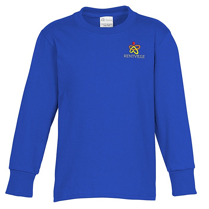 Custom Everyday Cotton LS T-Shirt - Youth - Colours - Embroidered