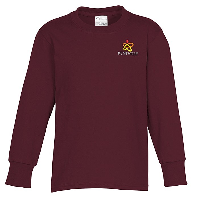 Custom Everyday Cotton LS T-Shirt - Youth - Colours - Embroidered