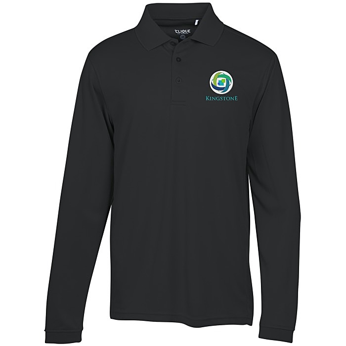 Custom Ice Performance Pique Long Sleeve Polo - Men's
